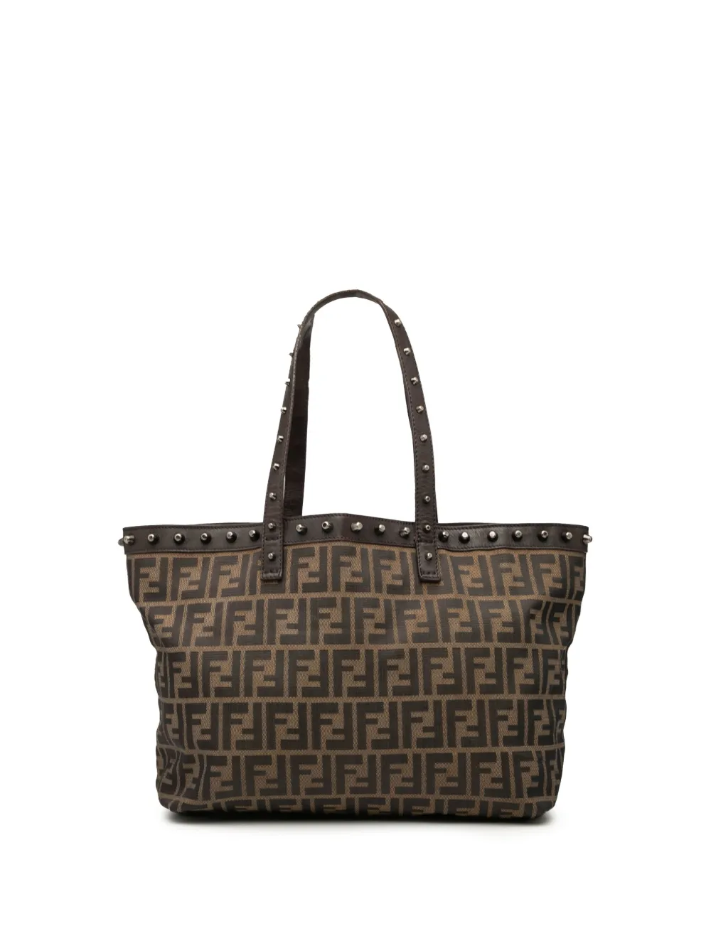 Fendi Pre-Owned 2000-2017 Medium Zucca Canvas Studded Roll tote bag | Brown | Image 1