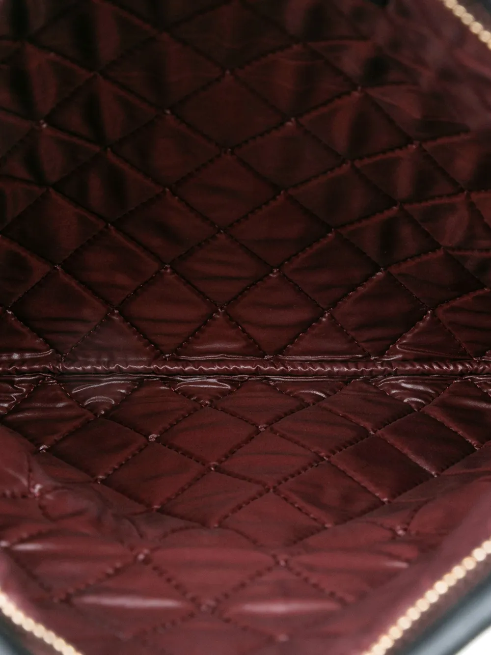 CHANEL Pre-owned 2014-2015 Quilted Lambskin Cc Beauty Foldover Clutch Bag In Black