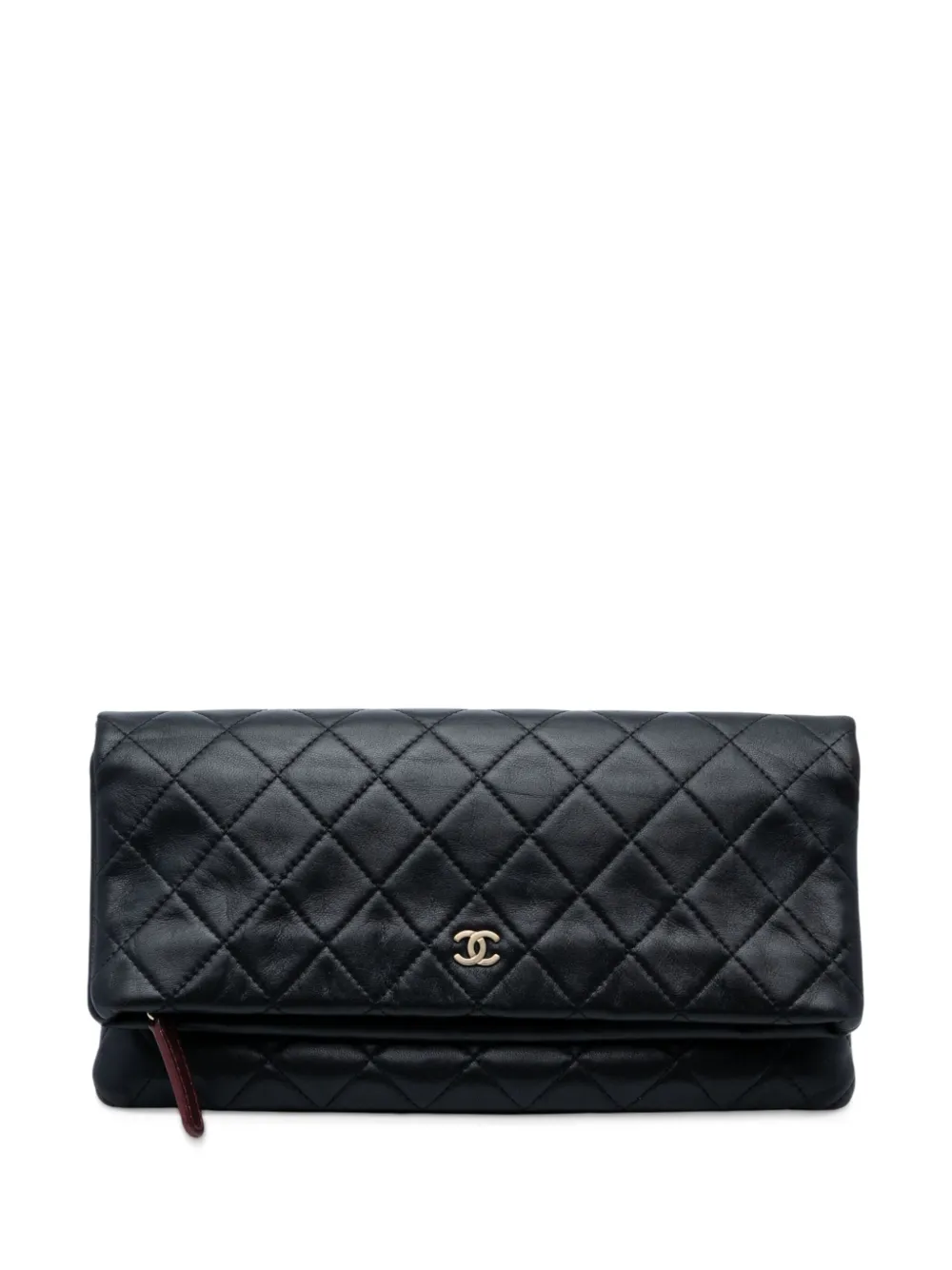 CHANEL Pre-Owned 2014-2015 マトラッセ ラムスキン ココマーク ビューティ フォールドオーバー クラッチバッグ - CHANEL Pre-Owned 2014-2015 マトラッセ ラムスキン ココマーク ビューティ フォールドオーバー クラッチバッグ -
