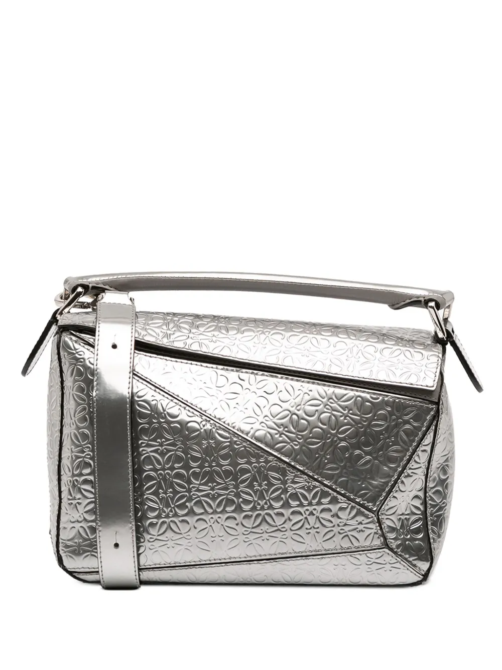 Loewe Pre-Owned 2016 Small Anagram Embossed Patent Puzzle satchel | Silver | Image 1