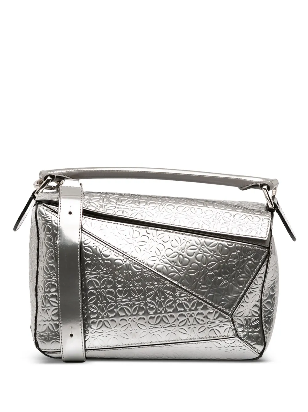 Loewe Pre-Owned 2016 Small Anagram Embossed Patent Puzzle satchel | Silver | Image 1