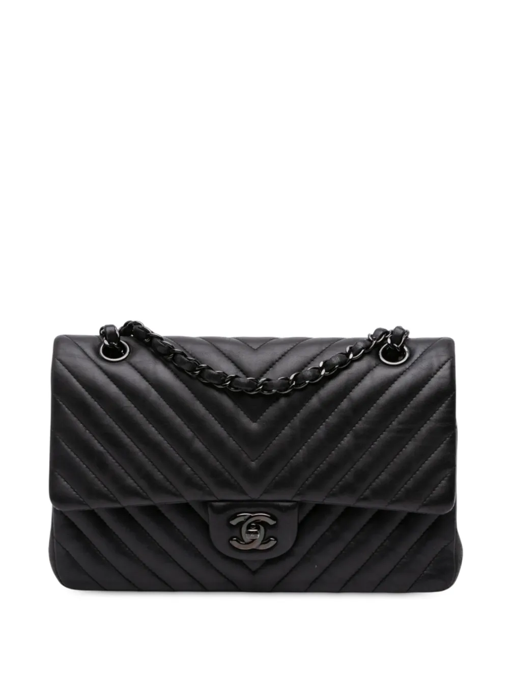 CHANEL Pre-Owned 2015-2016 ミディアム クラシック シェブロン ラムスキン ダブルフラップ ショルダーバッグ -