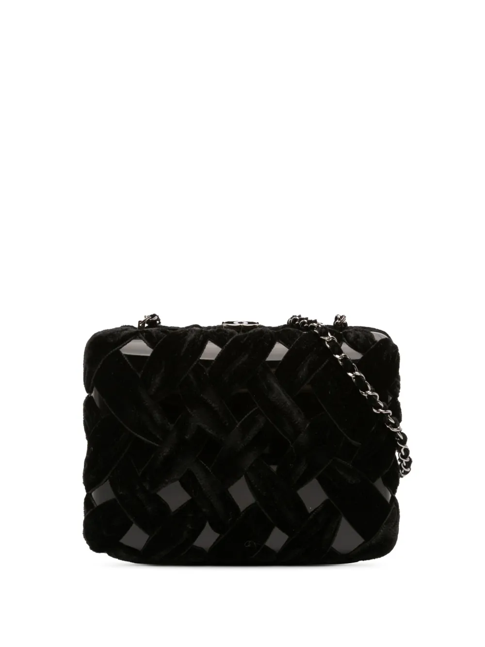 CHANEL Pre-Owned 2006-2008 ウーブン ベルベット&レジン ボックス クラッチウィズチェーン ショルダーバッグ - CHANEL Pre-Owned 2006-2008 ウーブン ベルベット&レジン ボックス クラッチウィズチェーン ショルダーバッグ -