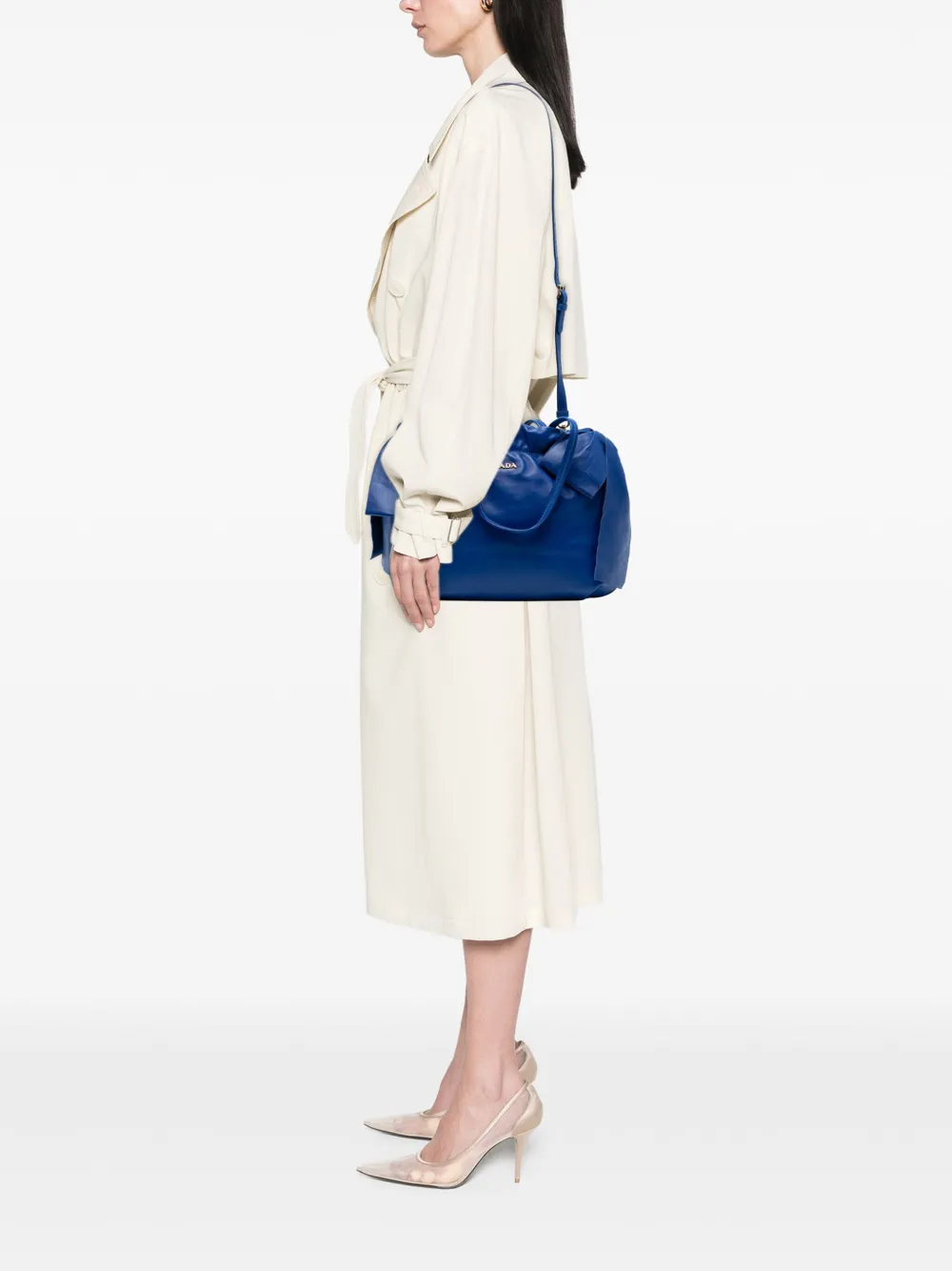 PRADA Pre-owned 2000-2025 Nappa Antique Bow Satchel In Blue