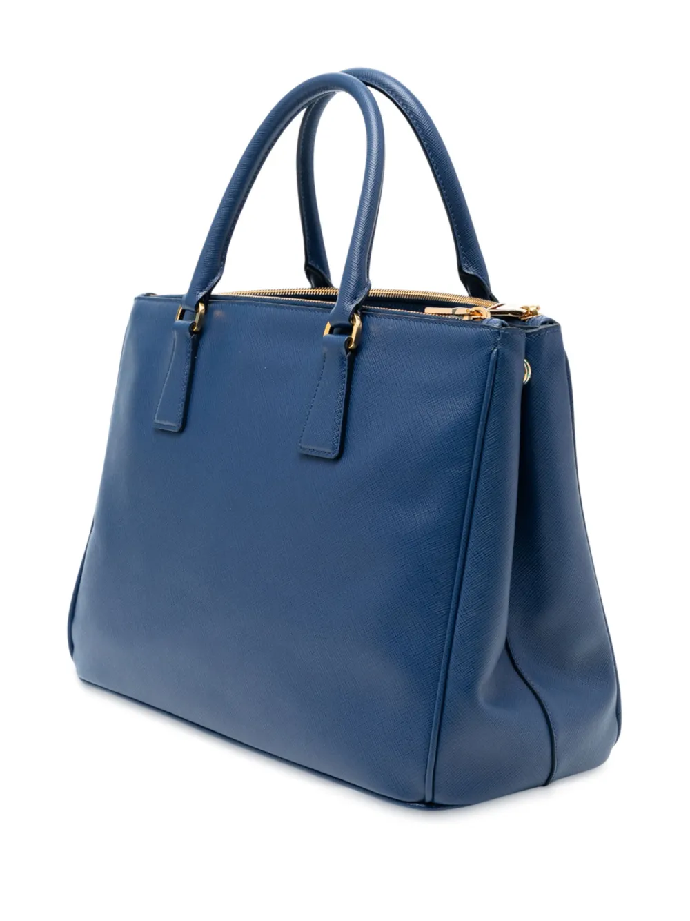 Pre-owned Prada 2010-2025 Medium Saffiano Lux Galleria Double Zip Satchel In Blue