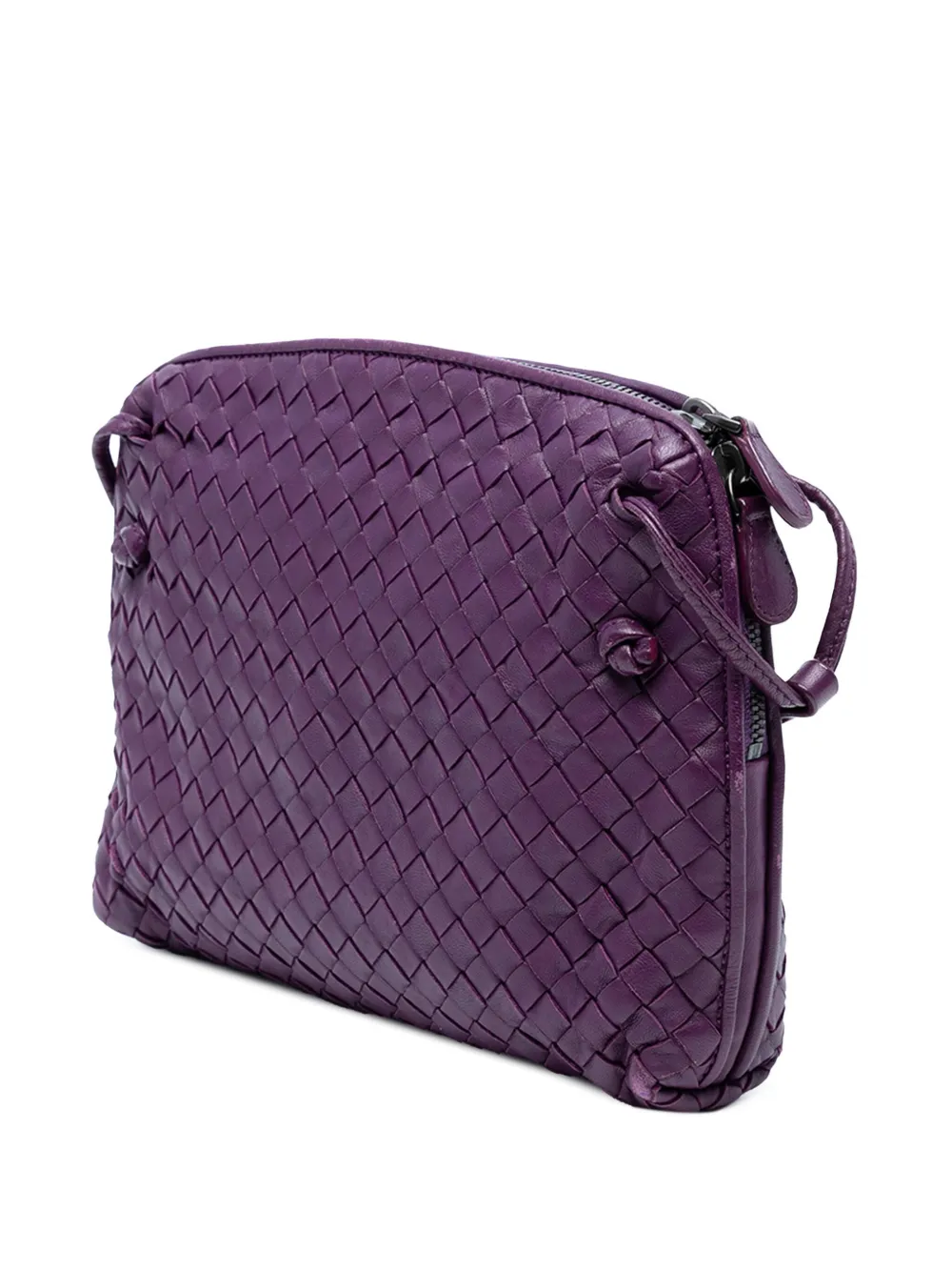 Pre-owned Bottega Veneta 2012-2025 Nappa Intrecciato Nodini Crossbody Bag In Purple