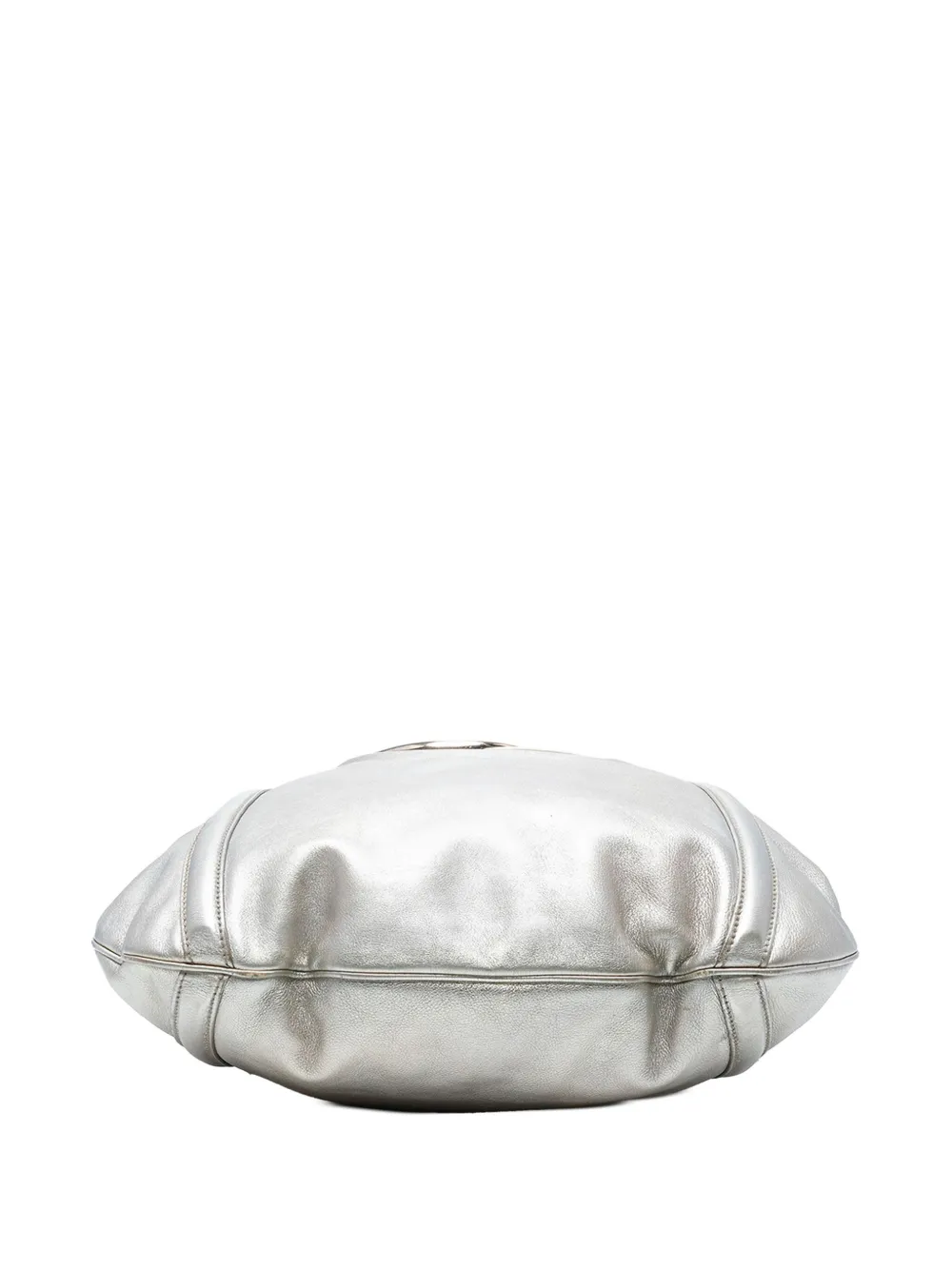 Pre-owned Gucci 2016-2025 Medium Metallic Calfskin Web Britt Satchel In Silver