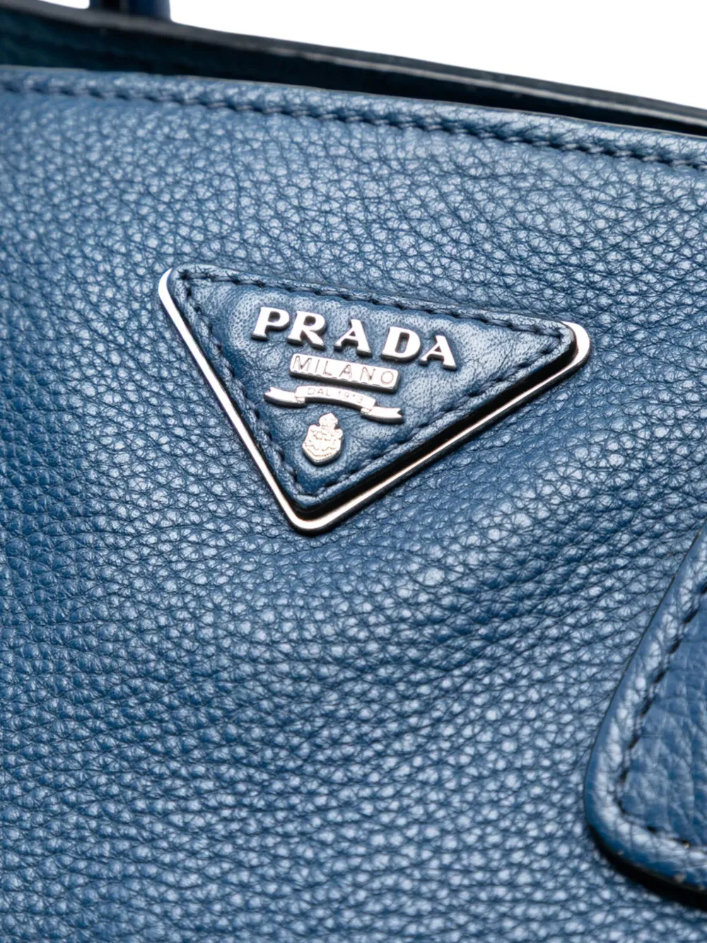 Pre-owned Prada 2000-2025 Vitello Daino Front Pocket Open Convertible Tote Satchel In Blue