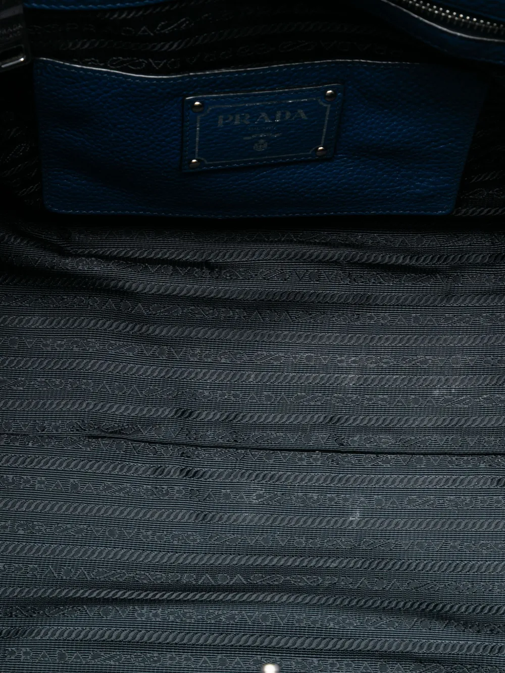 Pre-owned Prada 2000-2025 Vitello Daino Front Pocket Open Convertible Tote Satchel In Blue