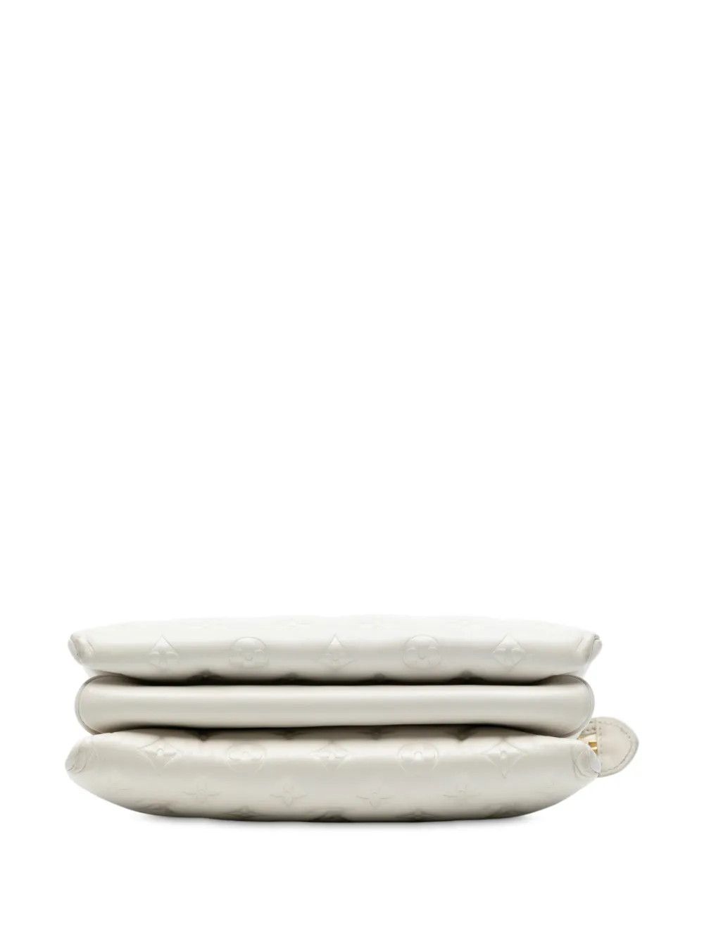 LOUIS VUITTON Pre-owned 2021-2025 Monogram Embossed Puffy Lambskin Coussin Pm Satchel In White