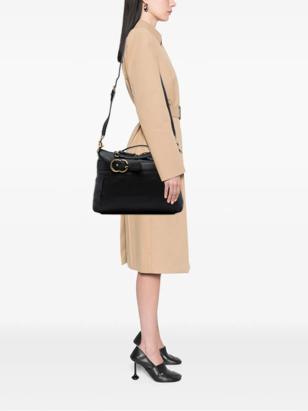 GUCCI Pre-owned 2016-2025 Medium Leather Ride Top Handle Bag Satchel In Black