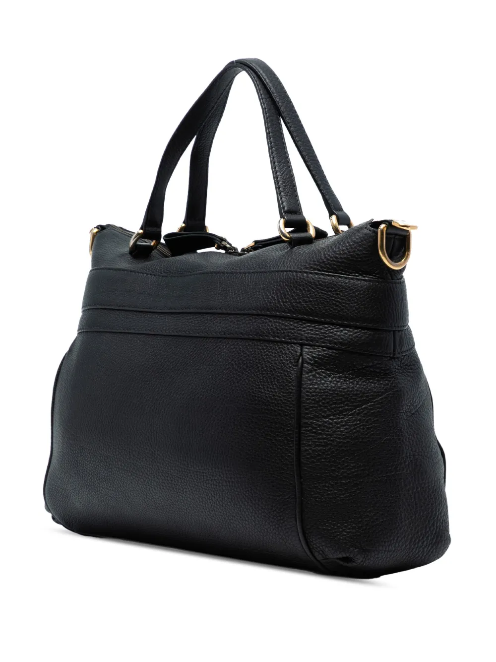 GUCCI Pre-owned 2016-2025 Medium Leather Ride Top Handle Bag Satchel In Black