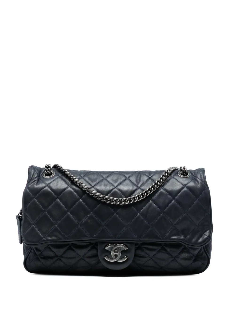 CHANEL Pre-Owned 2012-2013 ラージ マトラッセ イリディセントカーフ シバ フラップ ショルダーバッグ -