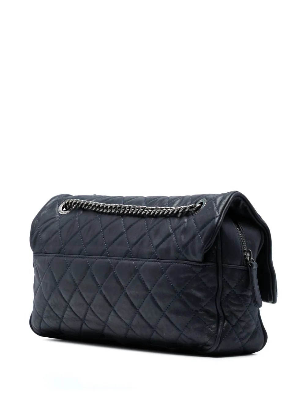 CHANEL Pre-owned 2012-2013 Large Quilted Iridescent Calfskin Shiva Flap Shoulder Bag In Black