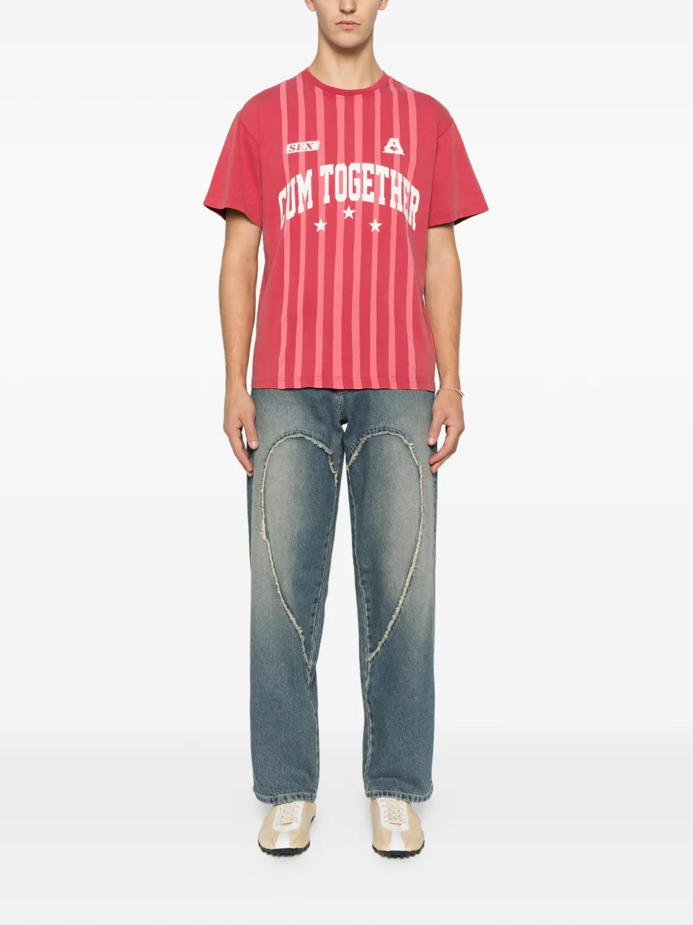 Carne Bollente Team Player Striped T-shirt In Red