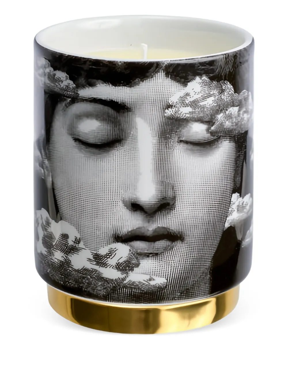 Fornasetti Kaars met gezichtsprint (235 g) - Zwart
