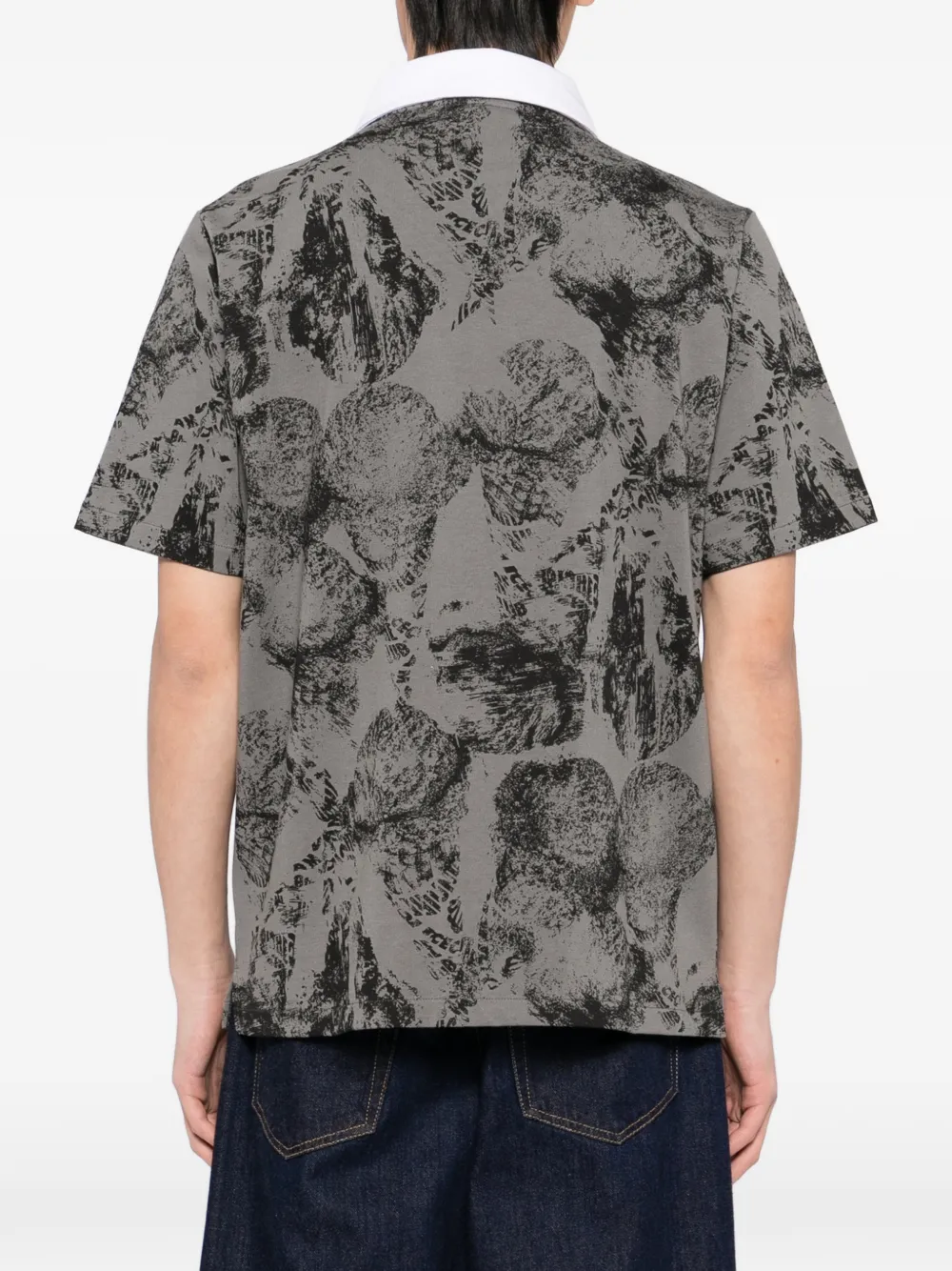 Icecream Cone-stamp Polo Shirt In Gray