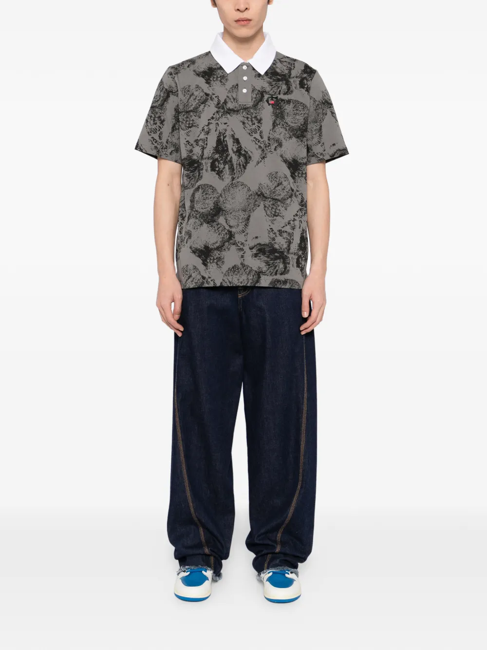 ICECREAM cone-stamp polo shirt - Grijs