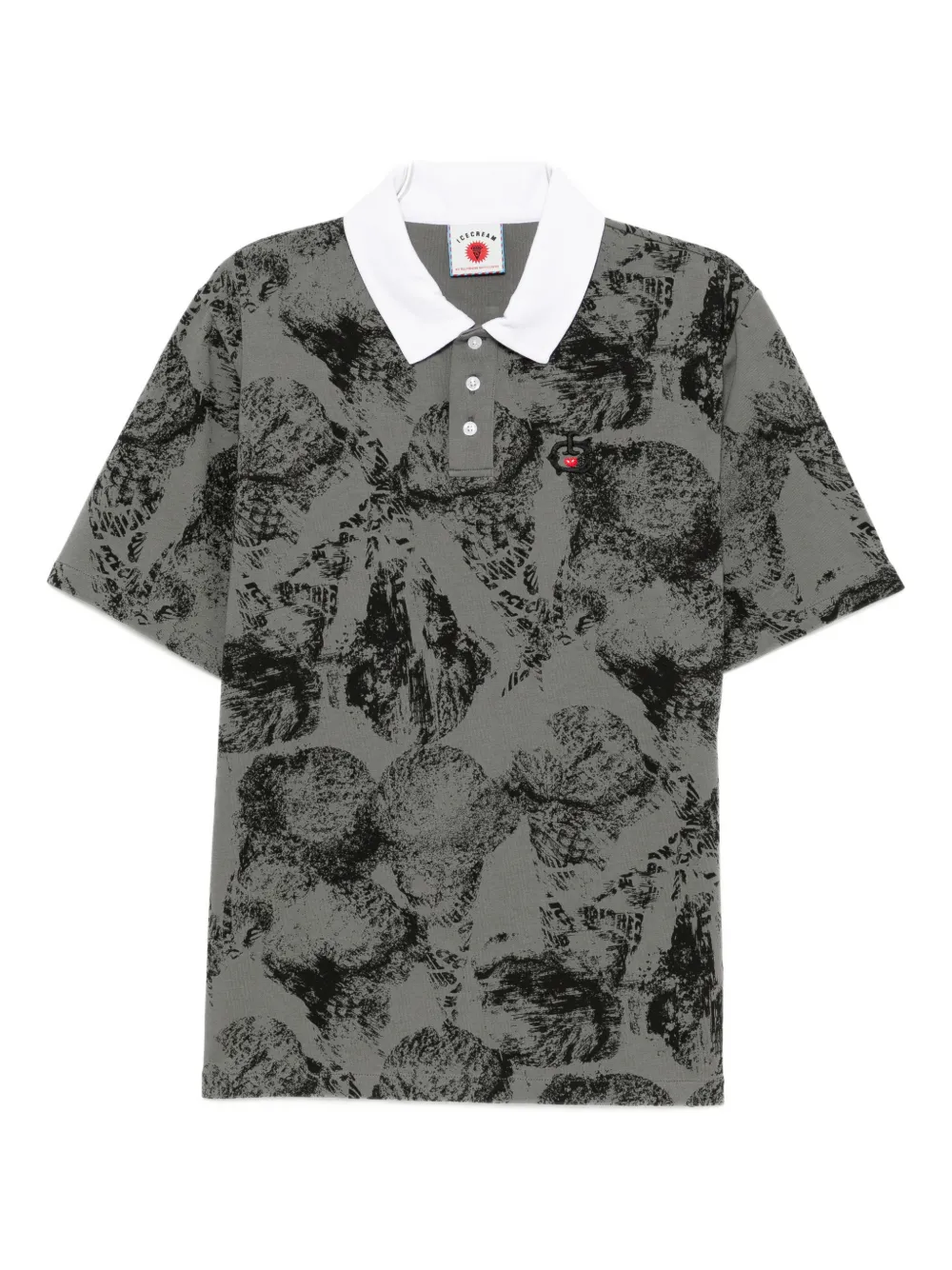 Icecream Cone-stamp Polo Shirt In Gray