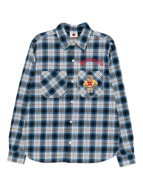 ICECREAM mascot-embroidered checked shirt