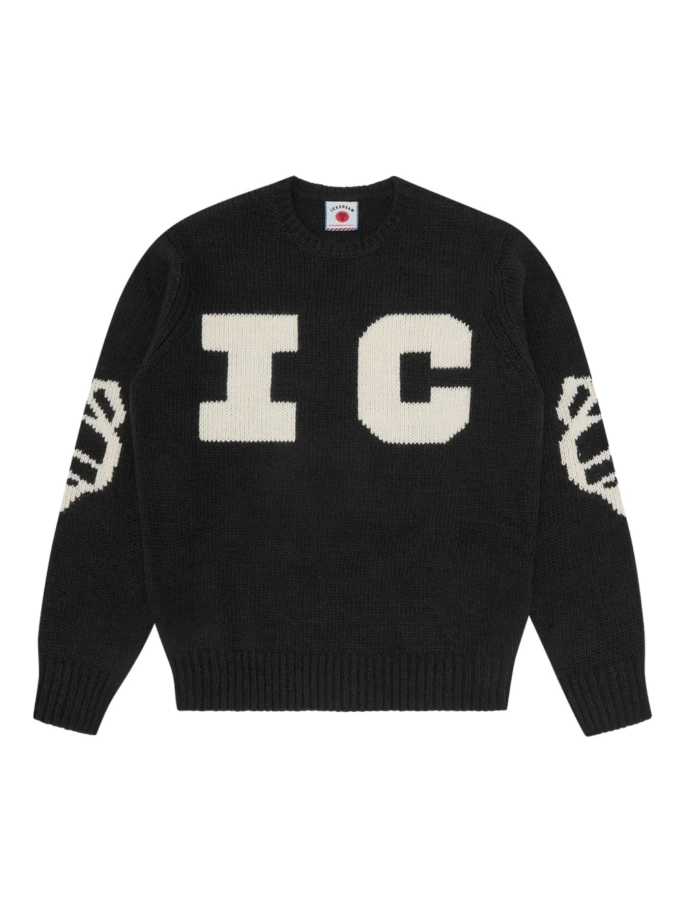 Icecream Graphic Intarsia Sweatshirt In Black
