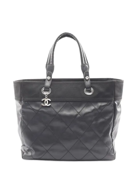CHANEL Pre-Owned 2009-2010 Medium Quilted Coated Canvas Paris Biarritz tote bag