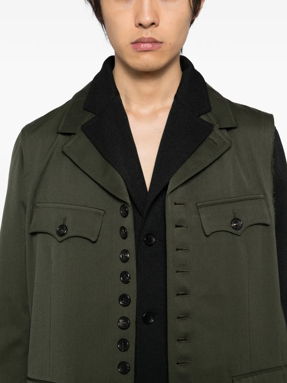 Comme des Garçons Homme Plus Gelaagde jas met knopen Groen