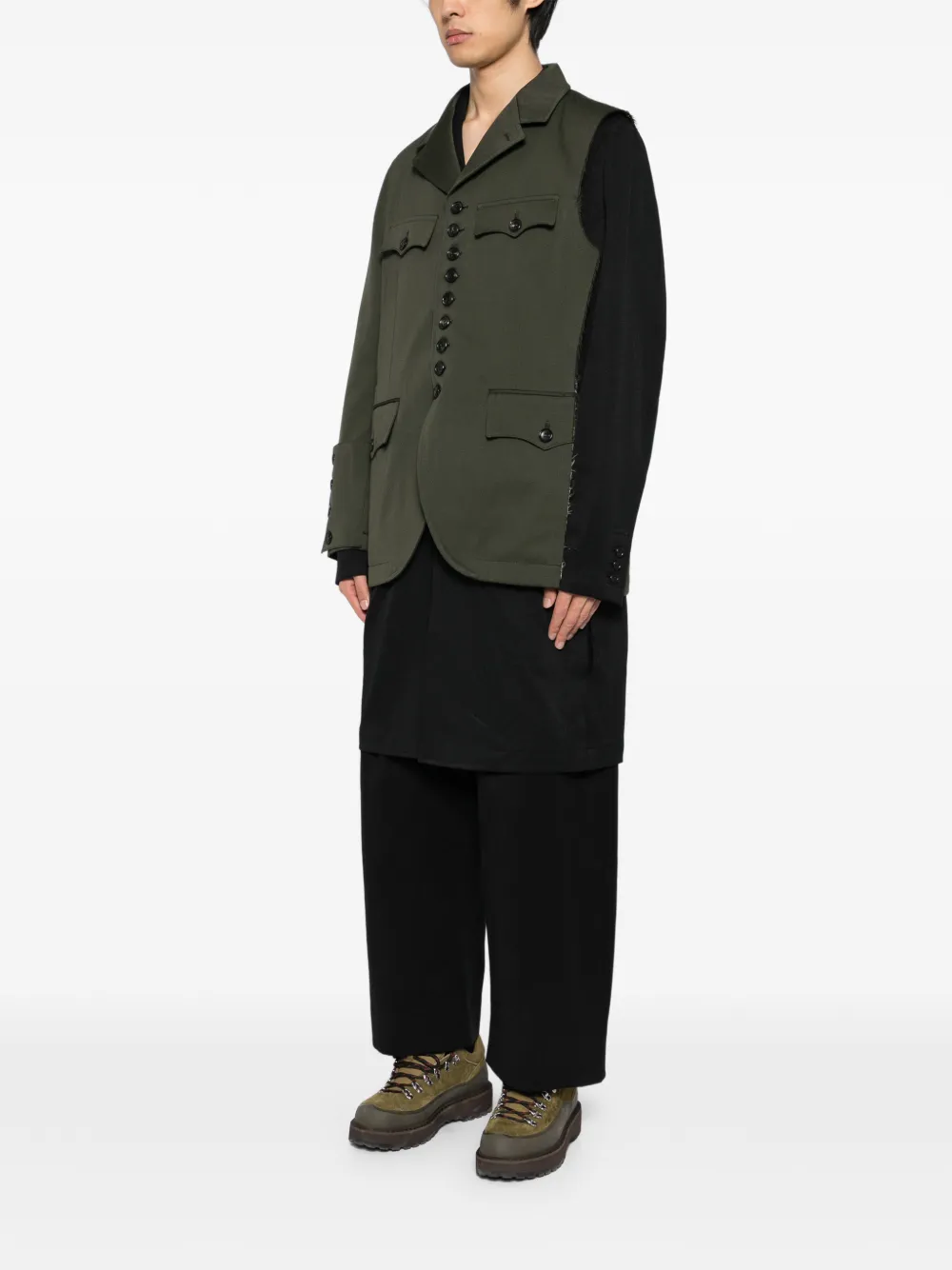 Comme des Garçons Homme Plus Gelaagde jas met knopen Groen