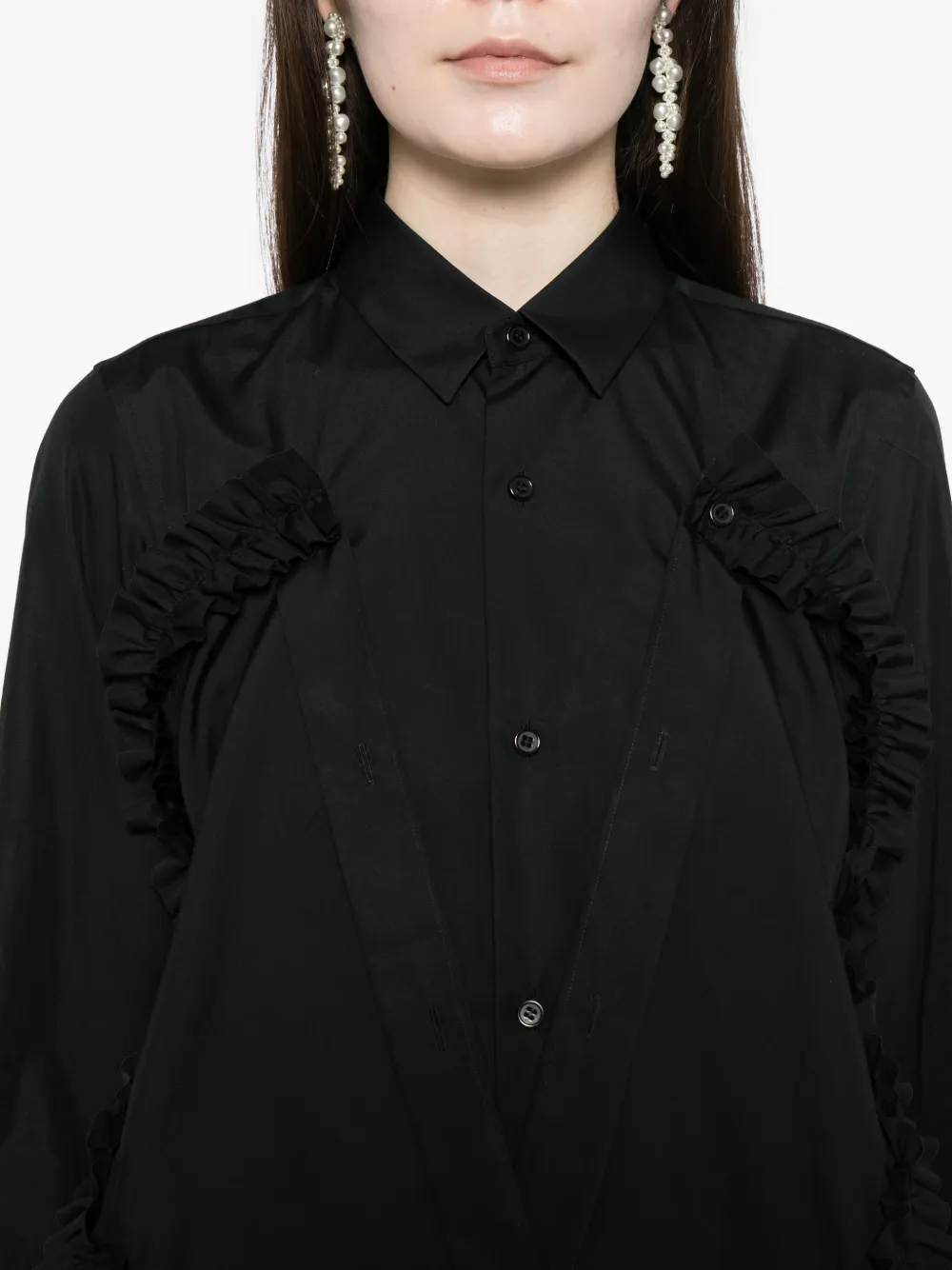 Noir Kei Ninomiya Blouse met ruches Zwart