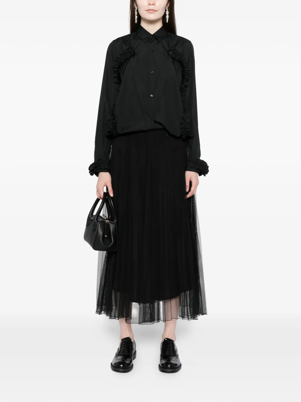 Noir Kei Ninomiya Blouse met ruches - Zwart