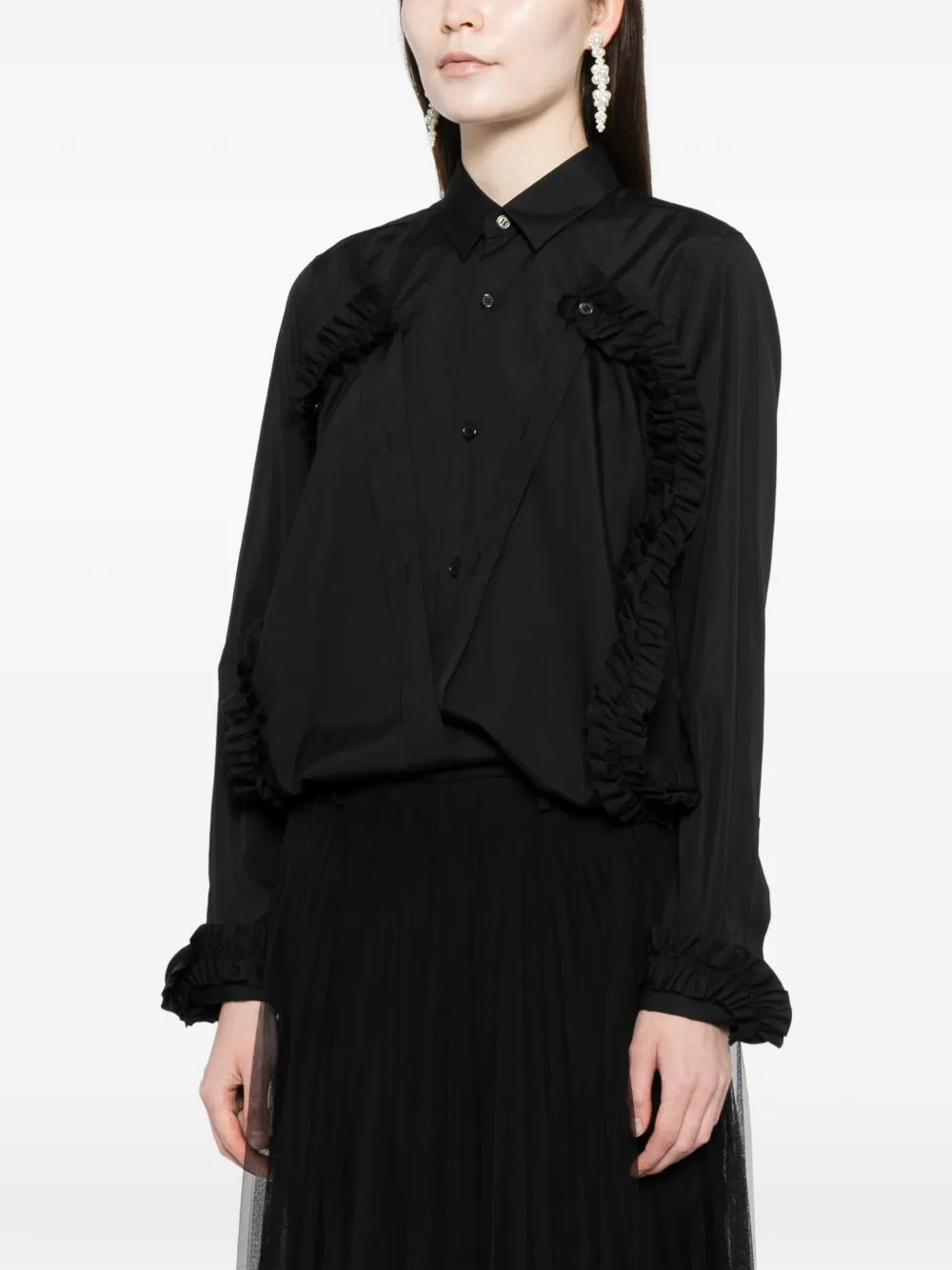Noir Kei Ninomiya Blouse met ruches Zwart