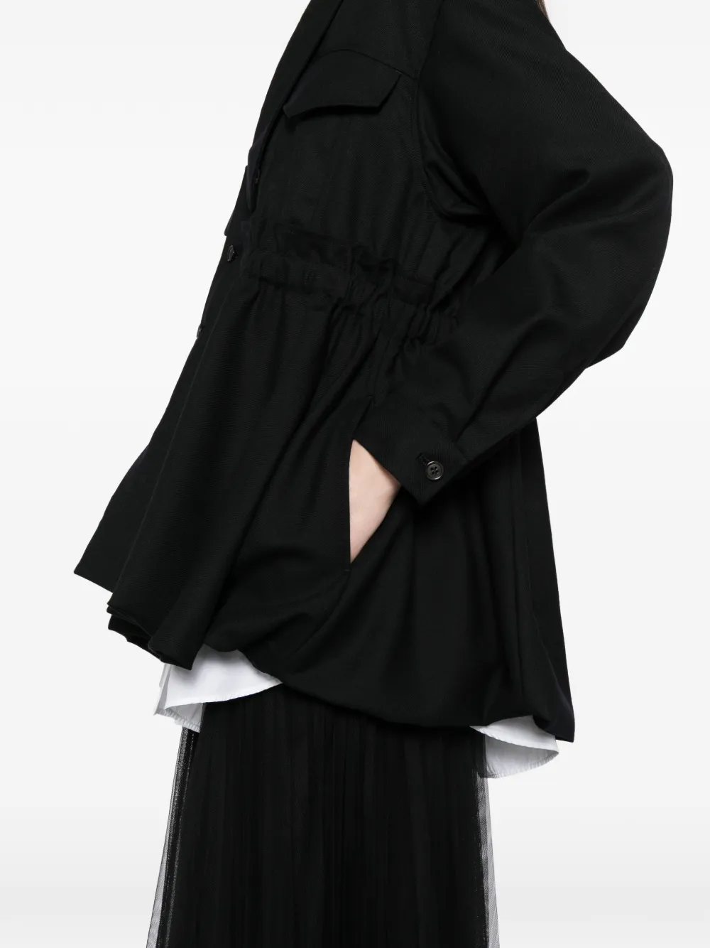 Noir Kei Ninomiya Peplum wollen jack Zwart