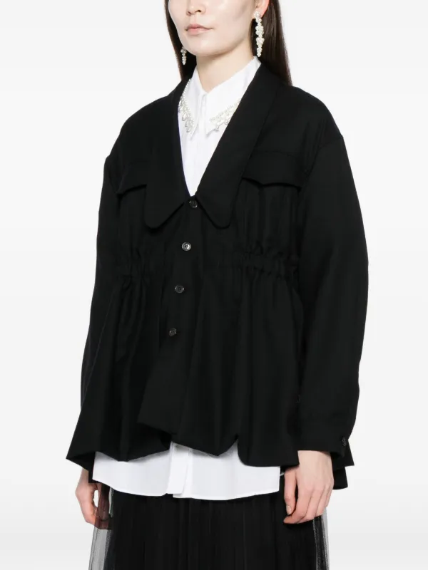 【最終値下げ】noir kei ninomiya ぺプラム ジャケットブルゾン Noir Kei Ninomiya ペプラム ウールジャケット | ブラック | FARFETCH JP