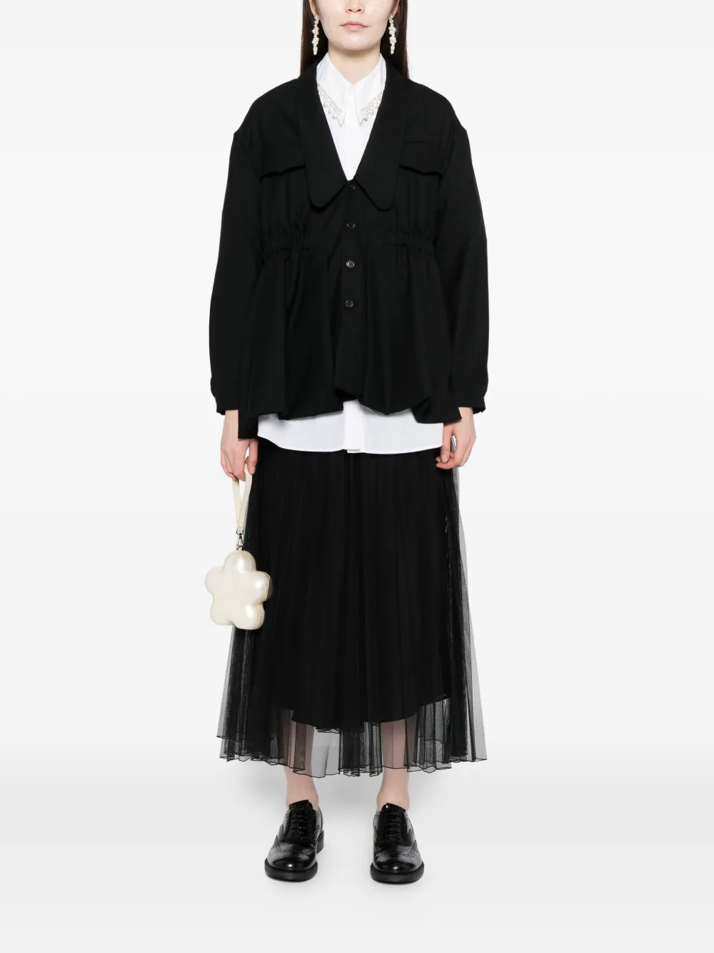 Noir Kei Ninomiya Peplum wollen jack Zwart