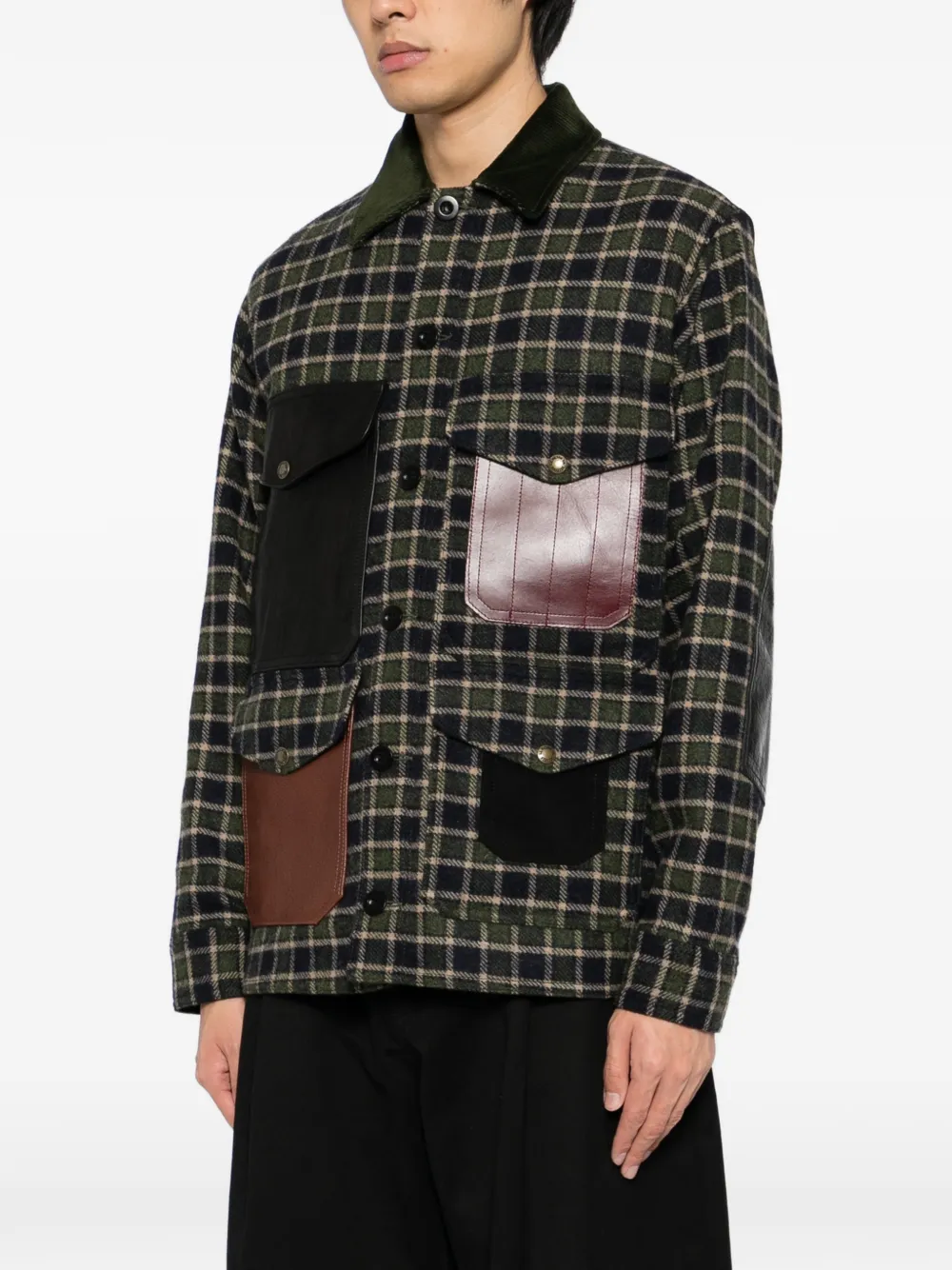 Junya Watanabe MAN Geruite jack met patchwork Groen
