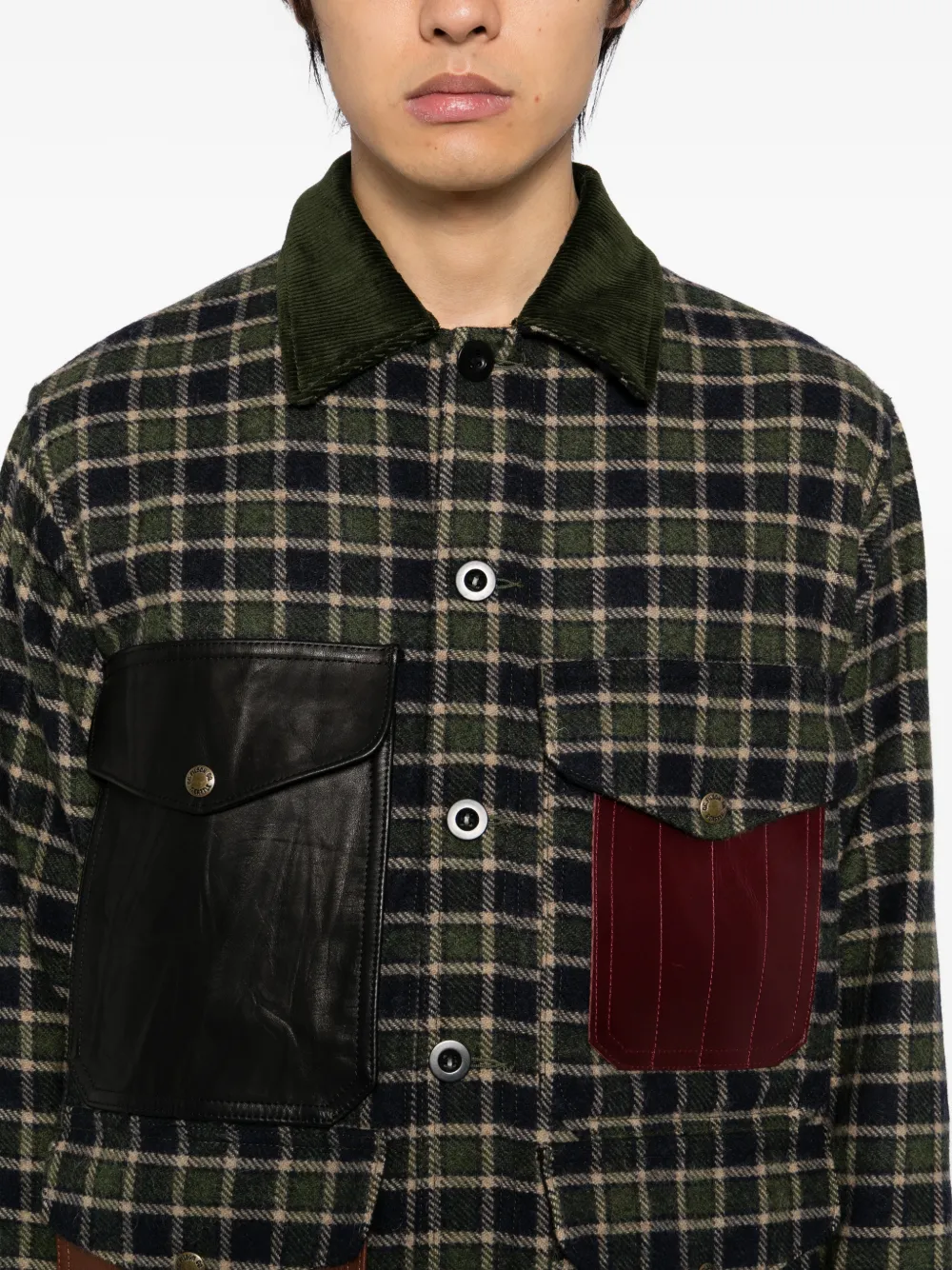 Junya Watanabe MAN Check Patchwork Jacket | Green | FARFETCH