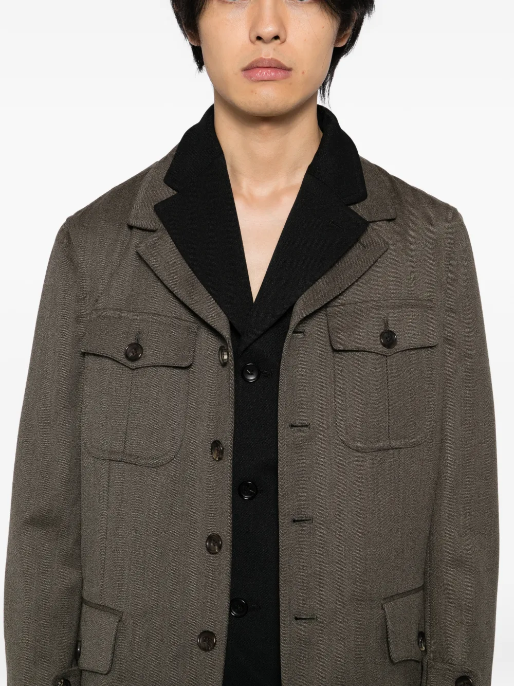 Comme des Garçons Homme Plus Button-up gelaagd jack Grijs