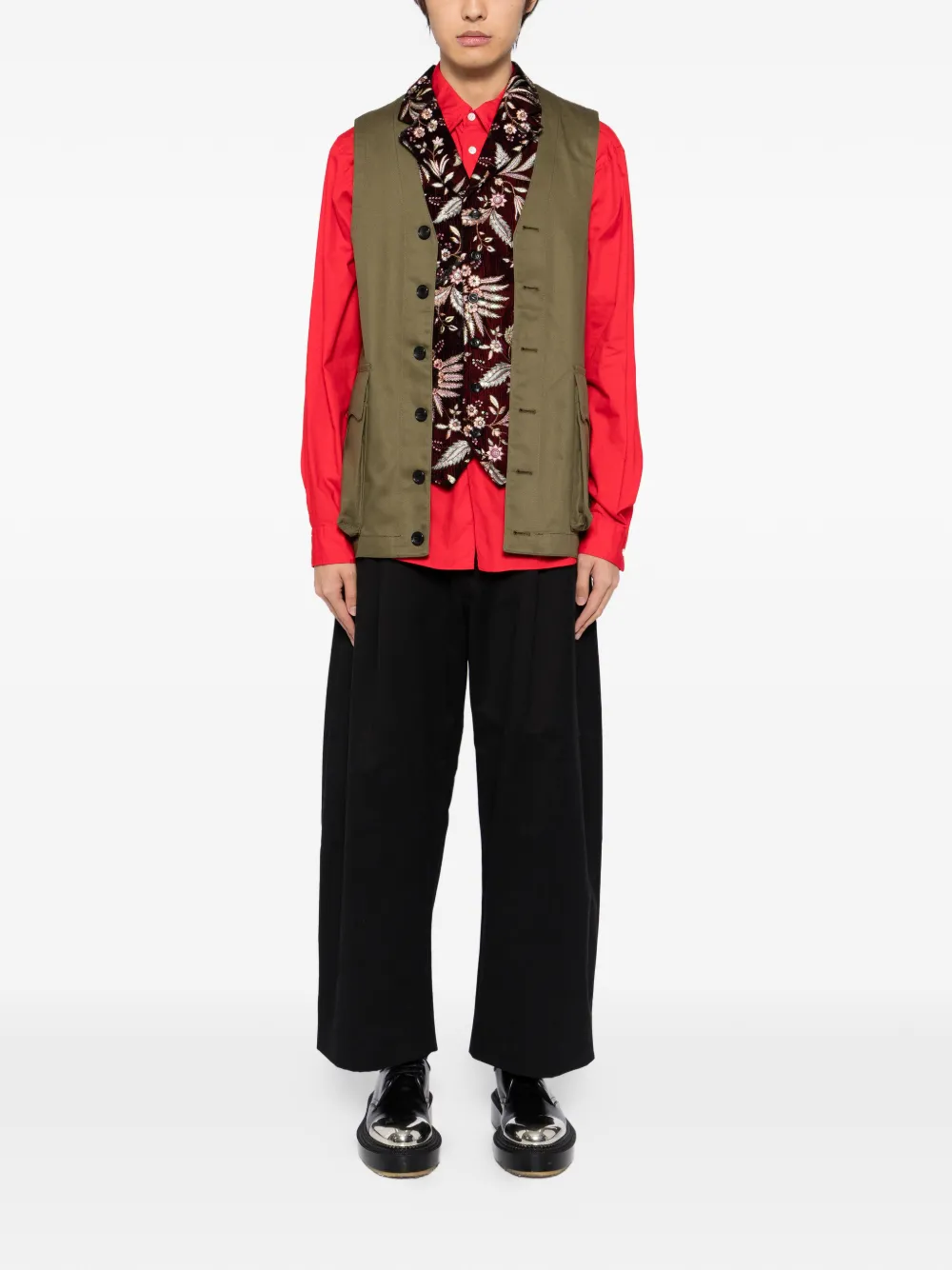  Comme Des Garçons Homme Plus Embroidery Raw-edge Blazer - Green 