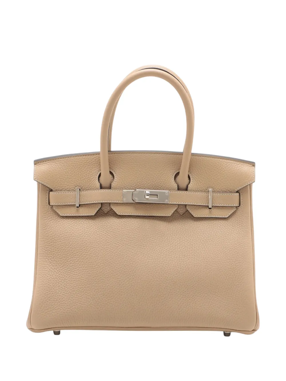 Pre-owned Hermes 2021 Clemence Birkin Retourne 30 Handbag In Brown