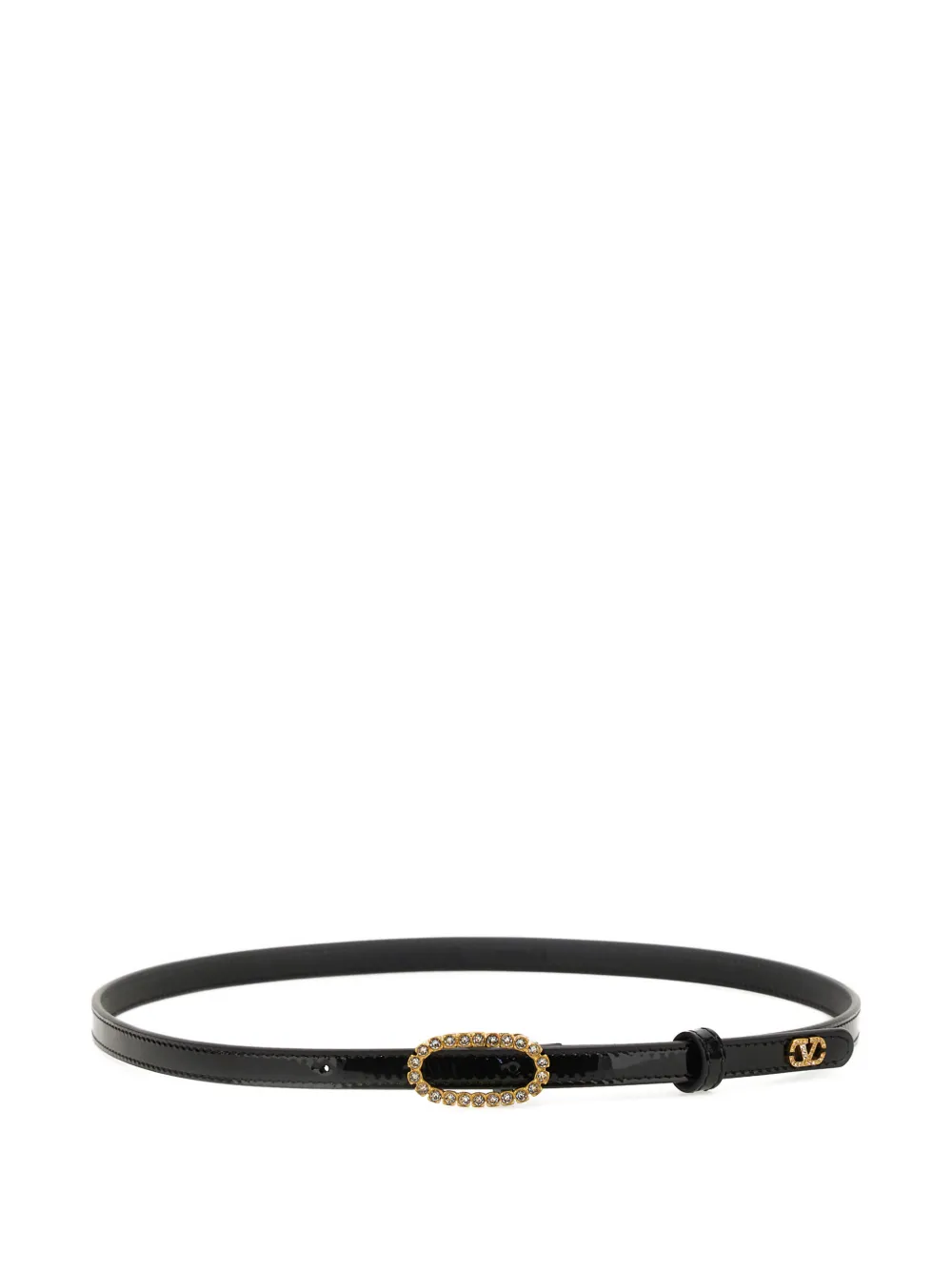 Valentino Garavani embellished-logo buckle belt - Zwart