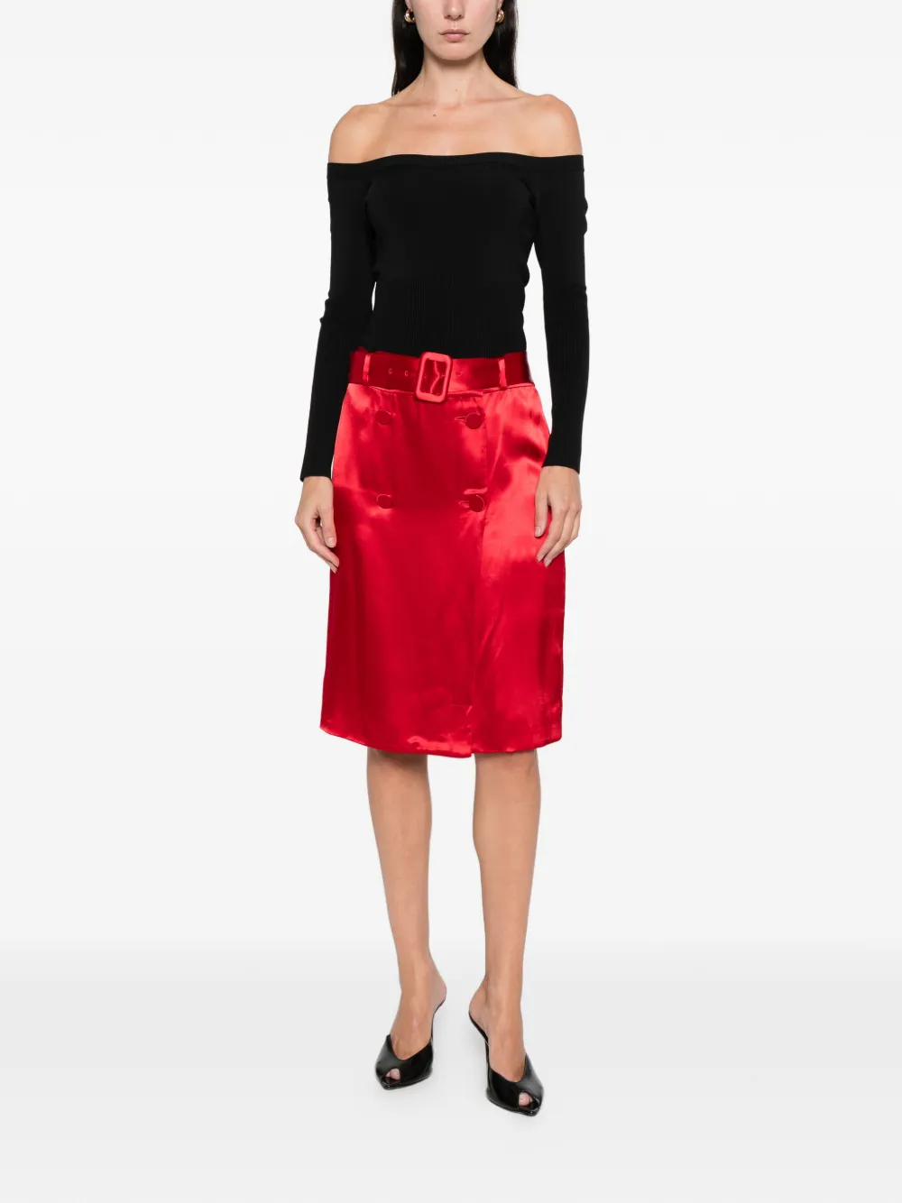 Ferragamo Midi-rok met ceintuur - Rood