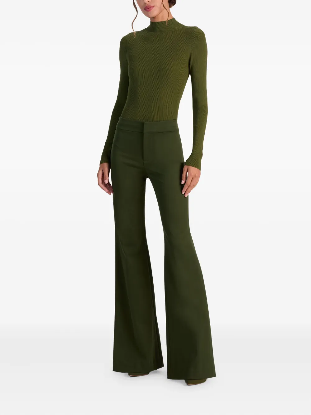 Alice And Olivia Andrew Flared Trousers In Green