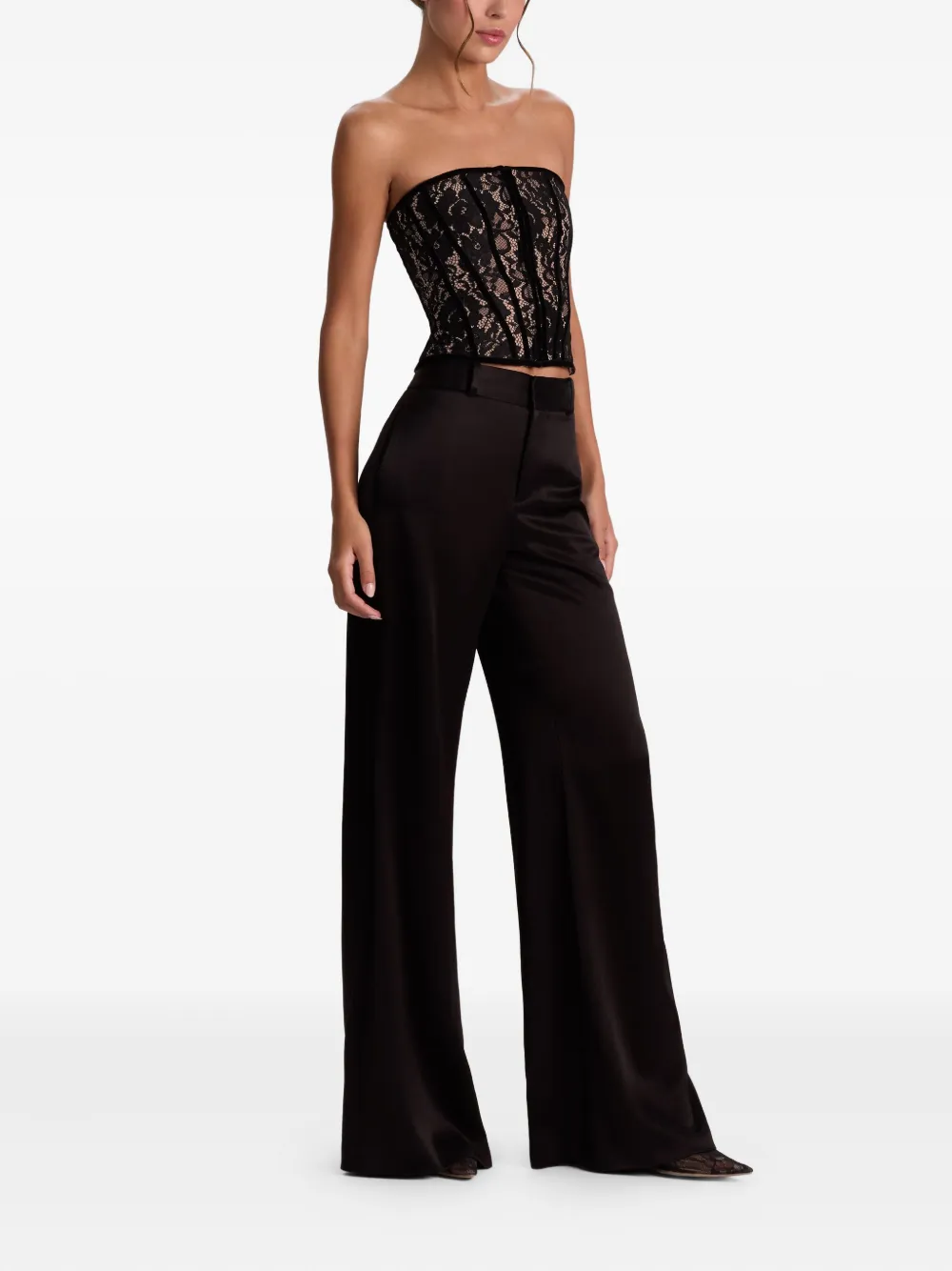 Alice And Olivia Cosette Lace-design Corset In Black