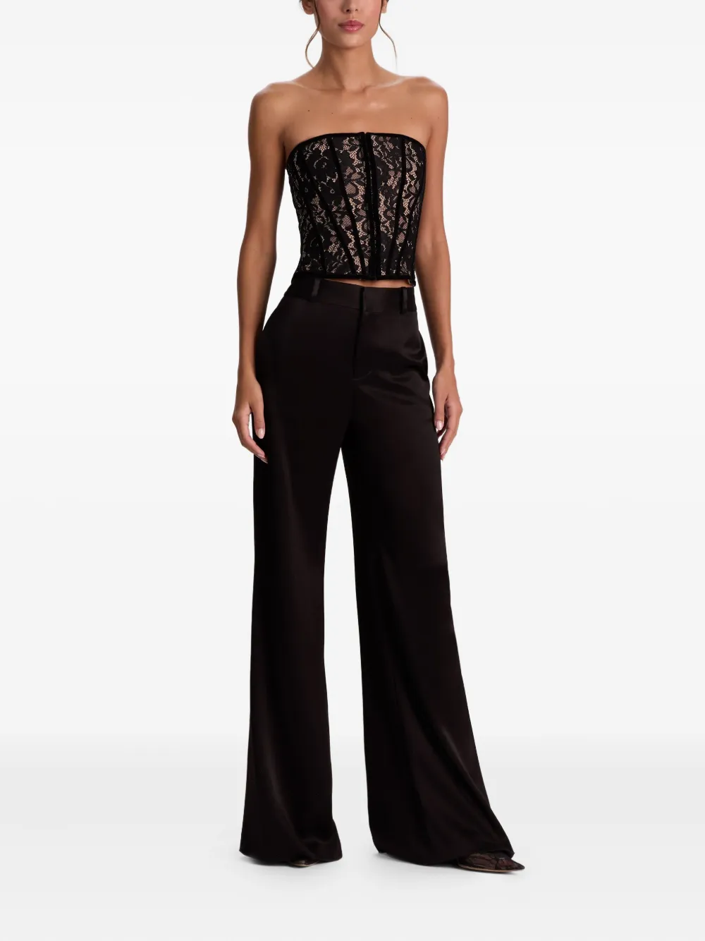 Alice And Olivia Cosette Lace-design Corset In Black