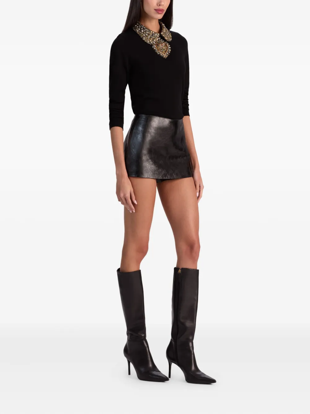alice + olivia Mace skort met rits Zwart