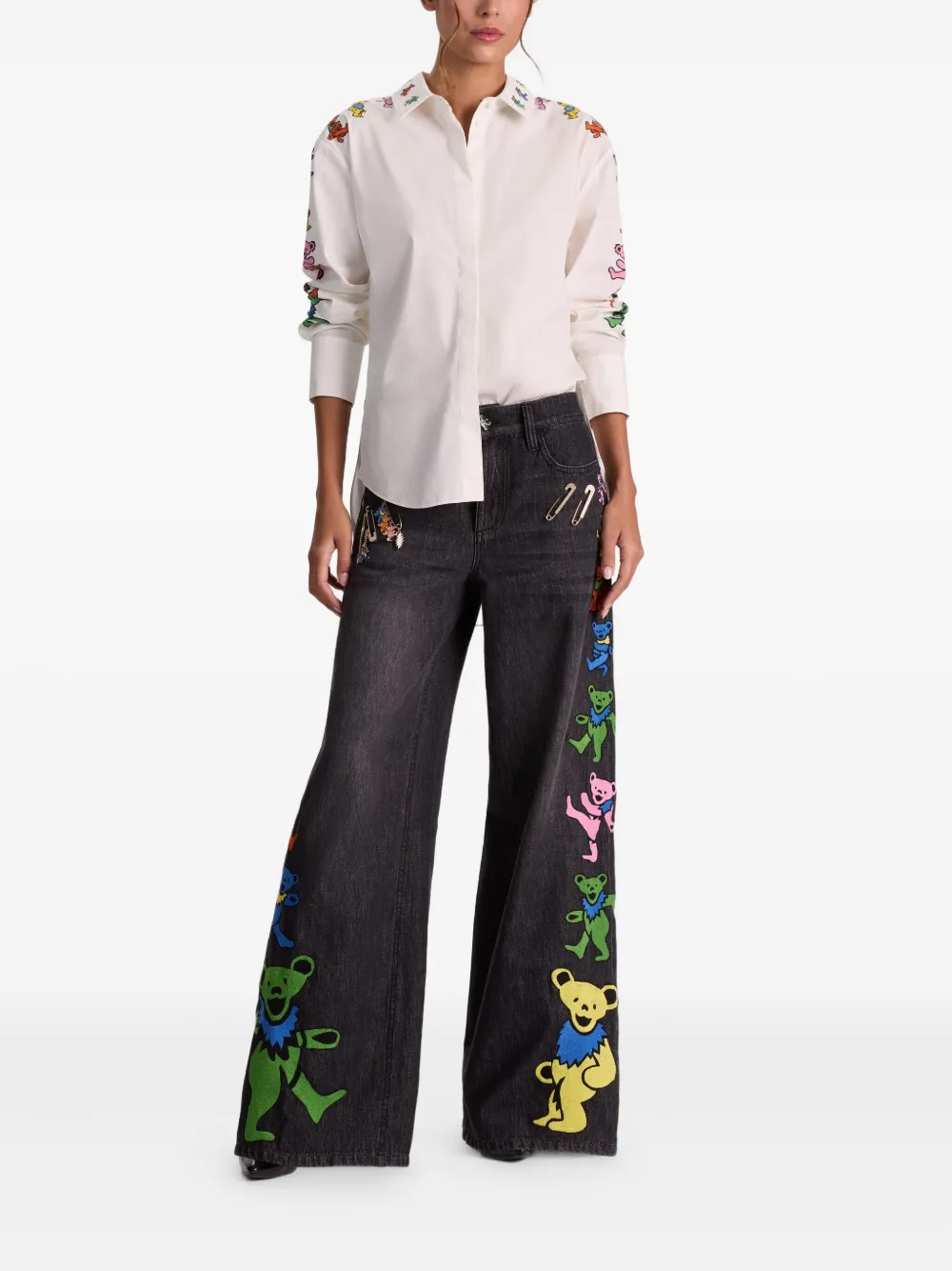 Alice And Olivia Dimitra Button-down Shirt In White