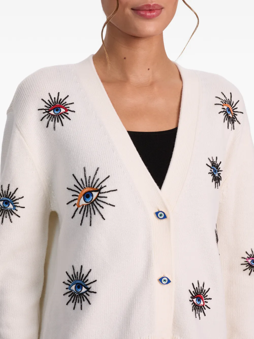 Alice And Olivia Bradley Short Embellished Cardigan In Gray