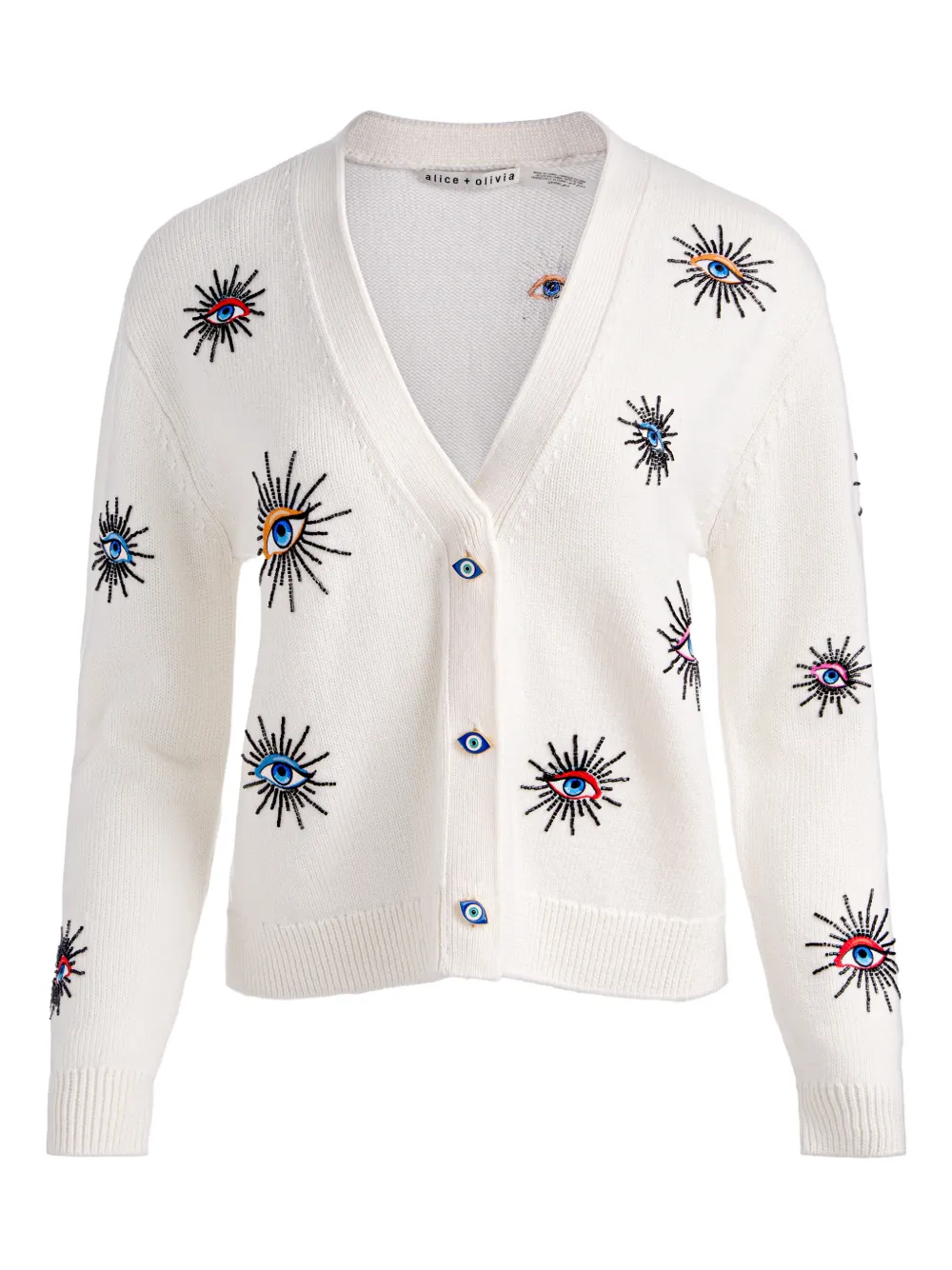 Alice And Olivia Bradley Short Embellished Cardigan In Gray