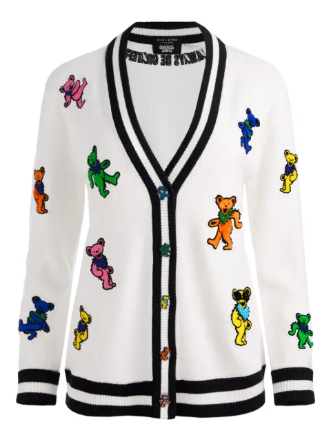 alice + olivia Bradford bear-embroidered cardigan