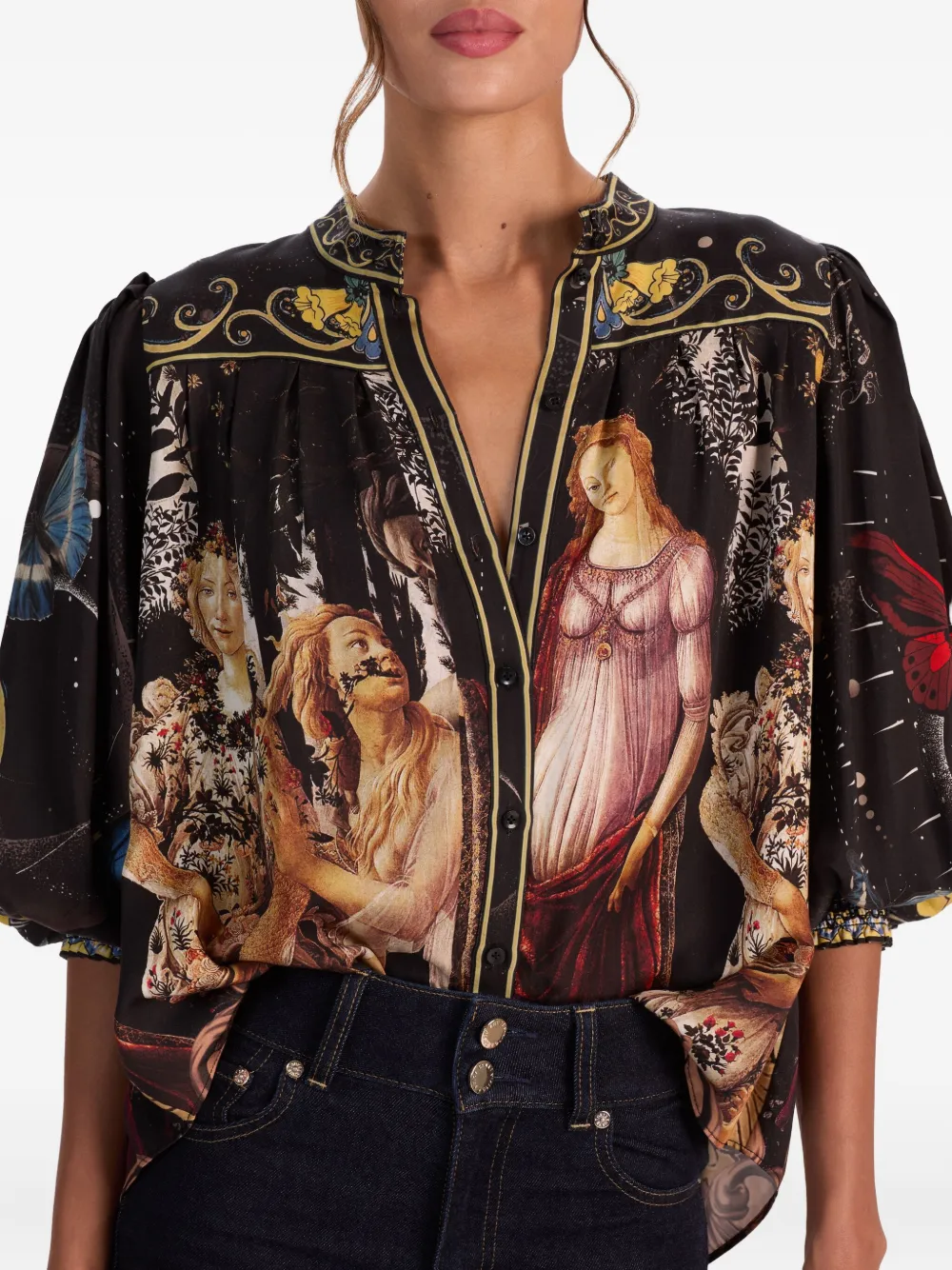 Alice And Olivia Cora Longsleeved Button-down Top In Black